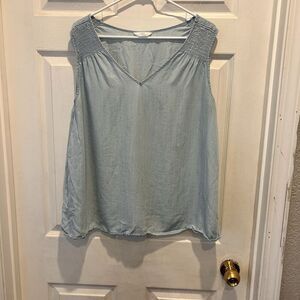 Time‎ and Tru Women's Woven Sleeveless Tank Top Lyocell Light Wash XL  Beachy